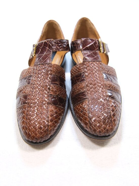 Emanuel Paolo Genuine Crocodile Woven Leather Sandals 10M Spain main image 6